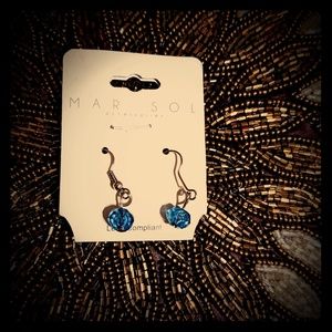 3 for $10 earrings blue single bead silver dangle